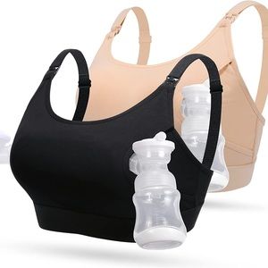 Lupantte Hands Free Pumping Bra for Women  beige color size LARGE